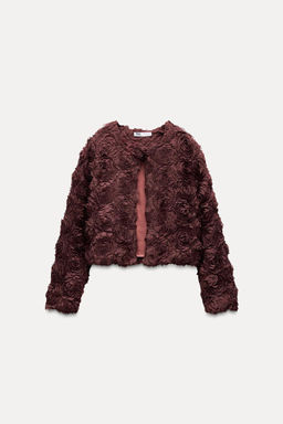 CROPPED TEXTURED FLORAL JACKET - Zara фото 4