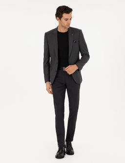 Siyah Slim Fit Pamuk Kar___ml_ Kanvas Pantolon