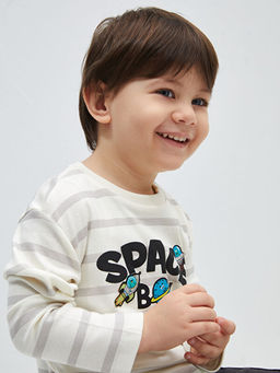 Bisiklet Yaka Uzun Kollu ?izgili Erkek Bebek Ti??rt - Waikiki фото 2