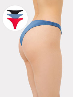 Трусы женские бразилиана мультипак (3 шт.) в синем цвете вечерние сумерки 412555-3