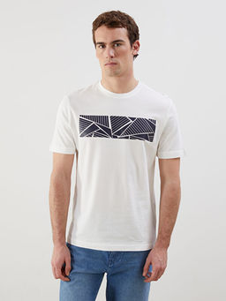 Bisiklet Yaka Bask?l? Penye Erkek Ti??rt