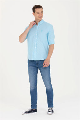 Мужская бирюзовая рубашка с длинным рукавом Неожиданная скидка в корзине - U.s. polo assn фото 4