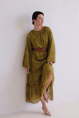 Martichelli Платье хаки с цветочным принтом  фото 2