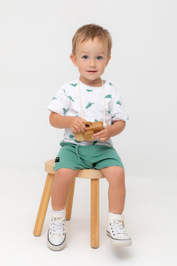 Crockid _ КР 302737/белый,дино к558 фуфайка (футболка) д/мал яс