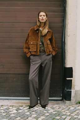 STRAIGHT CHECK TROUSERS WITH BELT - Zara фото 9