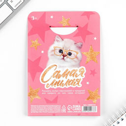 Цена за 2 шт. Набор блокнот А6, 32 листа, наклейки, магнитные закладки «Милый котенок»
