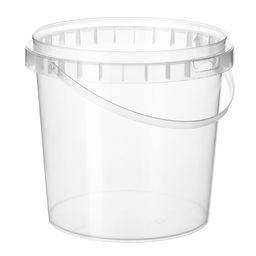 Ведро пластмассовое 1,1л, д10,5см, h12,1см, герметичная крышка, контрольный замок, с ручкой, полипропилен, прозрачный (Россия)