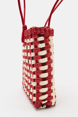 BOLSO MINI SHOPPER EFECTO TRENZADO / Rojo - Zara фото 9