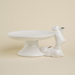 Блюдо сервировочное SL Home Пасхальные кролики, 30.5?25?15.5 см, доломит, белое