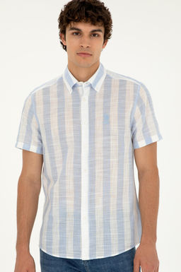 U. S. Polo Assn / Мужская голубая рубашка с коротким рукавом - U.s. polo assn фото 10