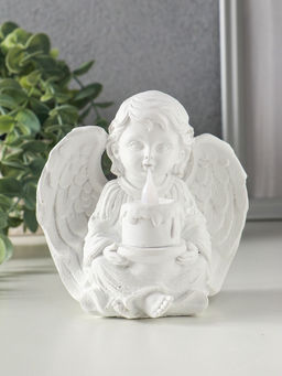 Сувенир полистоун свет "Белоснежный ангел с тортом" 11,8х8х11,5 см