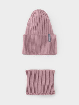 КВ 22012/25/пудрово-розовый комплект дет (шапка, шарф-снуд)