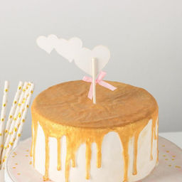 Набор топперов для торта Сердечки, 3 шт., 20?13 см, цвет розовый