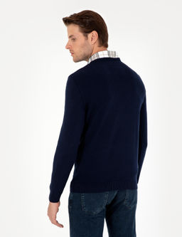 Lacivert Slim Fit V Yaka Basic Triko Kazak - Pierre cardin фото 5