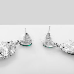 Серьги со стразами Карнавал шик, зелёные в чернёном серебре