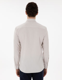 Bej Slim Fit _izgili Uzun Kollu G_mlek - Pierre cardin фото 5