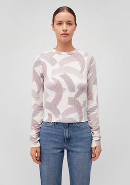 Uzun Kollu Bask?l? Yumusak Tisort - Mavi фото 3