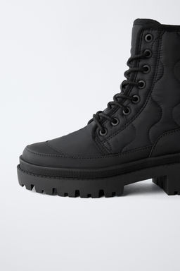QUILTED LACE-UP ANKLE BOOTS - Zara фото 7