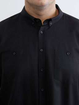 B?y?k Beden Regular Fit Uzun Kollu Gabardin Erkek G?mlek