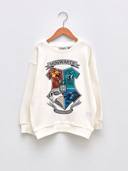 Bisiklet Yaka Harry Potter Bask?l? Uzun Kollu K?z ?ocuk Sweatshirt