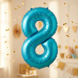 Шар фольгированный 32/81см "Цифра "8" (голубой)