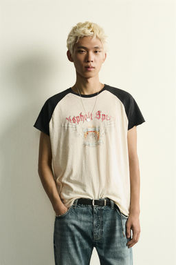CAMISETA LAVADA COLOR BLOCK ESTAMPADOS / Blanco roto - Zara фото 2