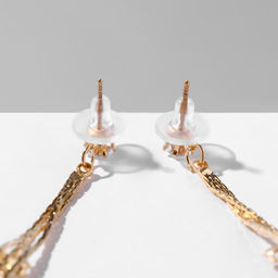 Серьги висячие со стразами Голливуд цветы на нитях, цвет белый в золоте, 19,5см - Queen fair фото 3