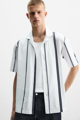 ELASTIC SHIRT WITH STRIPED PRINT - Zara фото 5