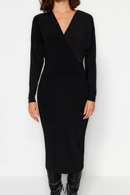 TRENDYOLMILLA Mor Yarasa Kol Detayl? Fitted/Vucuda Oturan Esnek Midi Orme Elbise TWOAW24EL00198  фото 6