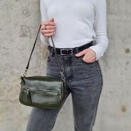 Женская кожаная сумка бочонок через плечо 0051-6 - Cidirro фото 4