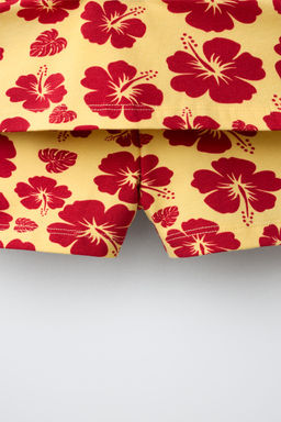 FALDA BERMUDA ESTAMPADA HIBISCUS / CRUDO