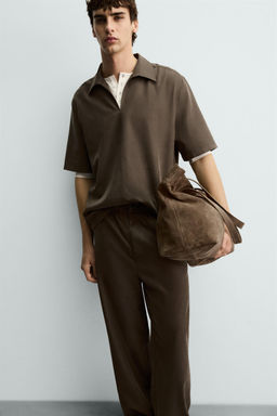 CAMISA POLO FLUIDA / Khaki - Zara фото 6
