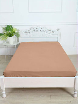 Простыня на резинке из поплина гладкокрашеного - Горький шоколад 160х200х25