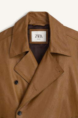 CAZADORA RELAXED FIT PIEL NAPA / Tostado - Zara фото 7