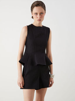 Bisiklet Yaka Peplum Bluz