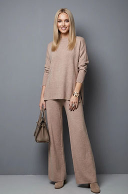 K13404 Костюм вязаный трикотаж БЕЖЕВЫЙ