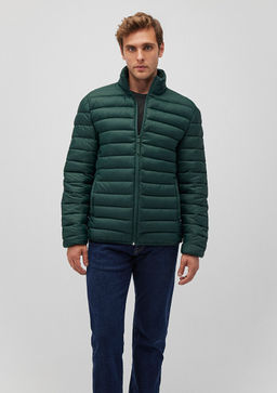 Dik Yaka Yesil Sisme Mont - Mavi фото 2