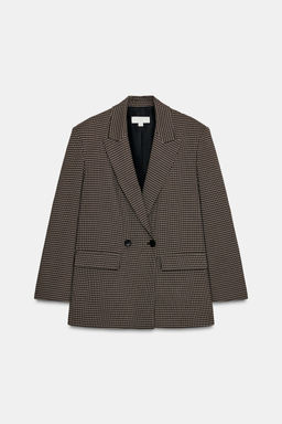 OVERSIZE DOUBLE-BREASTED CHECK BLAZER - Zara фото 6