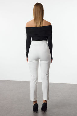 Beyaz Cigarette Kal?p Pensli Yuksek Bel Bilek Boy Dokuma Kumas Pantolon TWOSS20PL0515