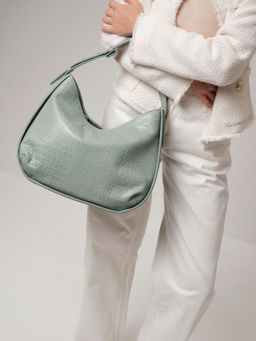 Сумка кожаная тоут Deboro 30422 серо-зеленый