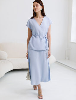 Жилет на запАх с поясом из плотного лиоцелла