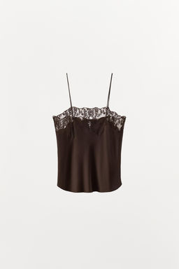 SATIN TOP WITH LACE - Zara фото 6