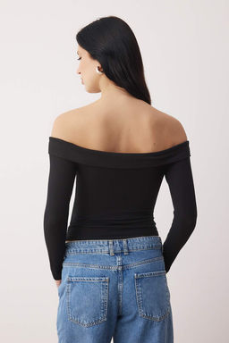 Haki Kemer Aksesuar Detayl? Fitted/Vucuda Oturan Carmen Yaka Orme Bluz TWOAW26BZ00323 - Trendyolmilla фото 8