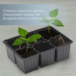 Цена за 4 шт. Кассета для рассады, 6 ячеек по 120 мл, пластик, чёрная, набор 5 шт. - Simaland фото 4