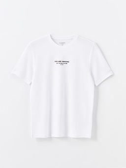 Bisiklet Yaka K?sa Kollu Bask?l? Penye Erkek Ti??rt