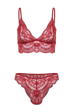 TRENDYOLMILLA Bordo Dantelli Ip Ask?l? Balensiz Kaps?z Orme Ic Camas?r? Tak?m? THMSS24CC00030  фото 12