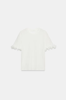 CAMISETA VOLANTES ALGOD?N / Blanco - Zara фото 5