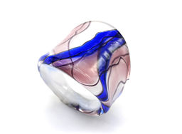 Кольцо из стекла мурано модель 10 цв.сиренево-синий Радуга камня