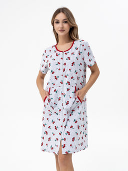 Халат хлопок 100%,серо-красный - Binita фото 2