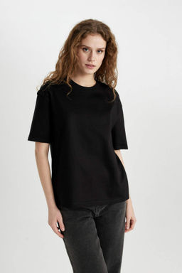 Relax Fit Bisiklet Yaka Premium Basic K?sa Kollu Tisort - Defacto фото 2